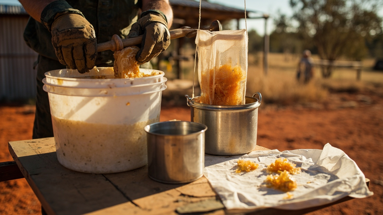 Crush, Strain and Bottle: Harvesting Honey Without an Extractor — Off-Grid Beekeeping: Australian Beginner's Guide
