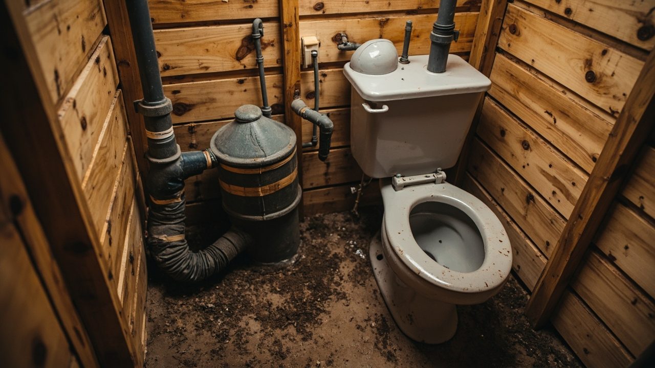 Composting toilet in wooden structure