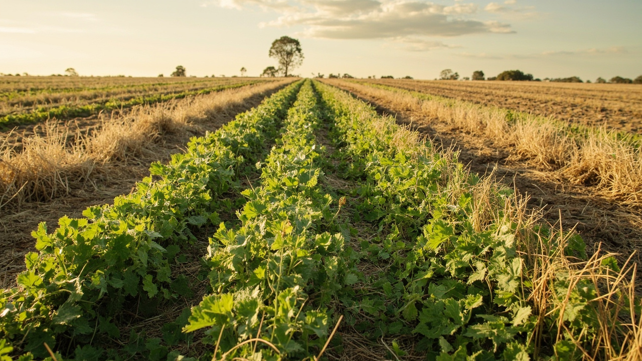 Cover crops in a dry Australian paddock: clover, vetch and rye interplanted