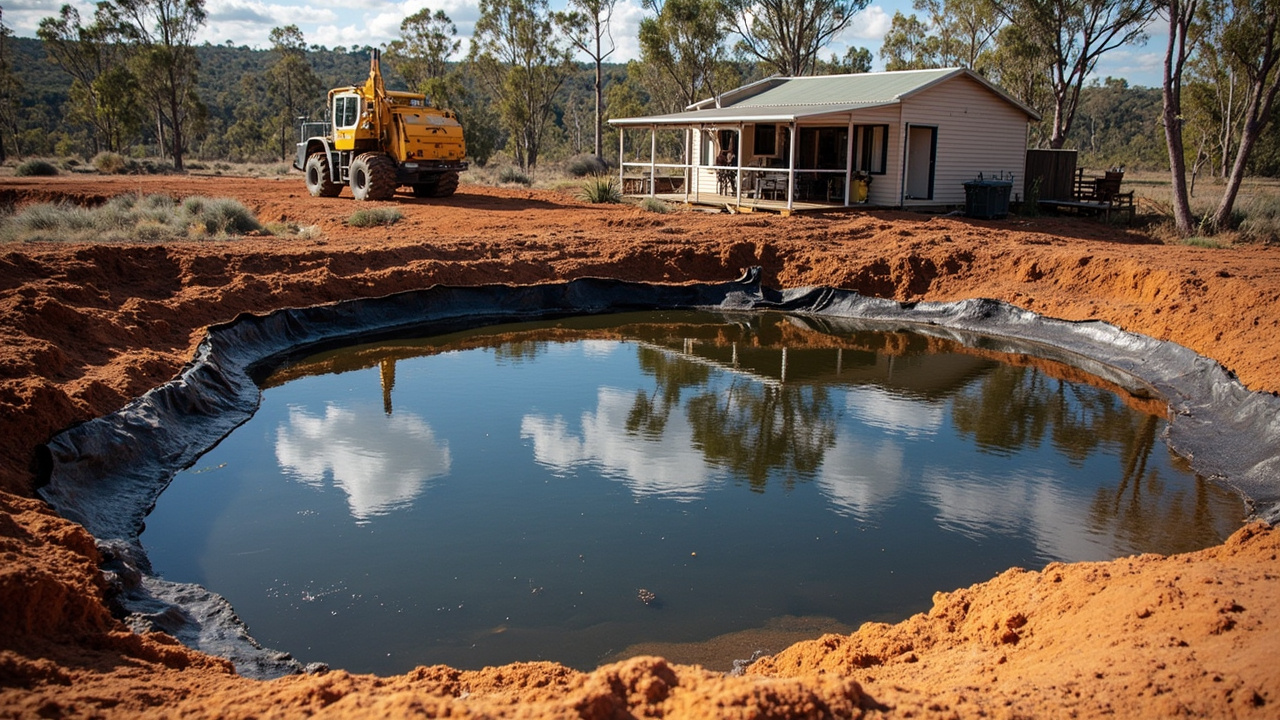 Firestone EPDM pond liner installation on Australian off-grid property