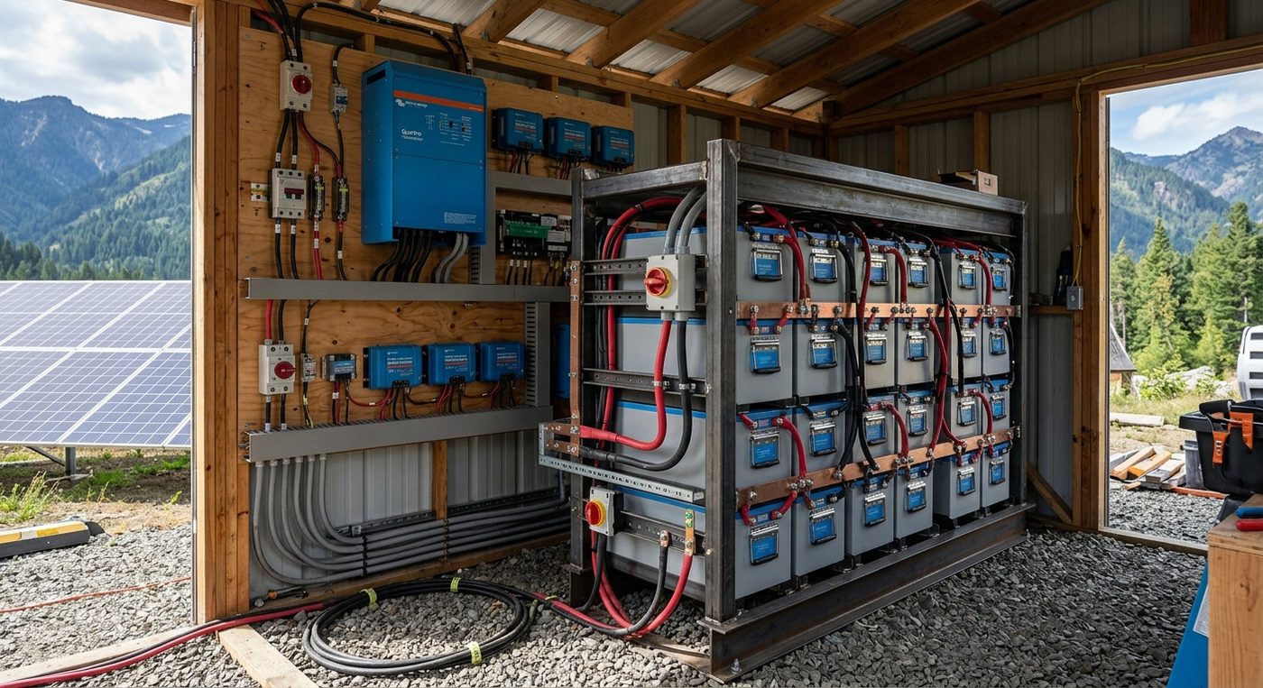 Solar setup in shed