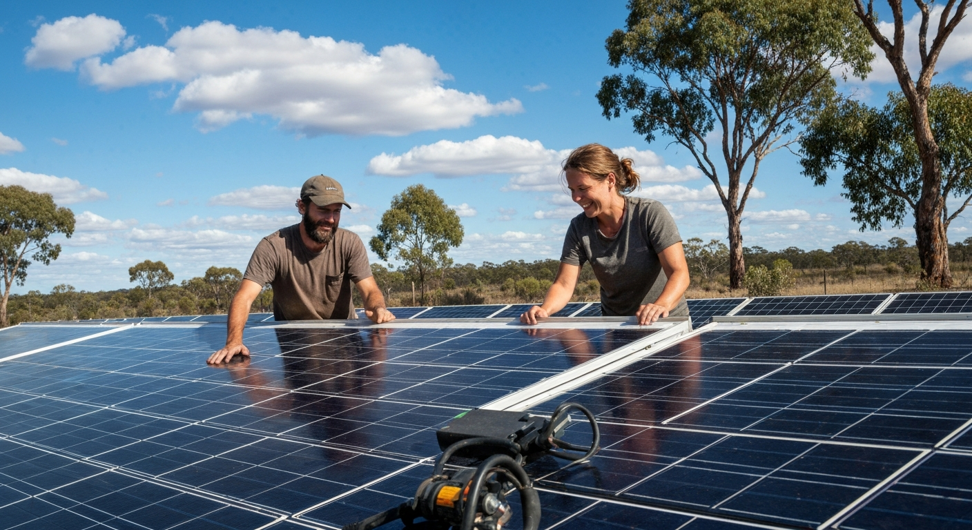Couple Builds a 13,000W Off-Grid Solar Power Plant From Raw Land
