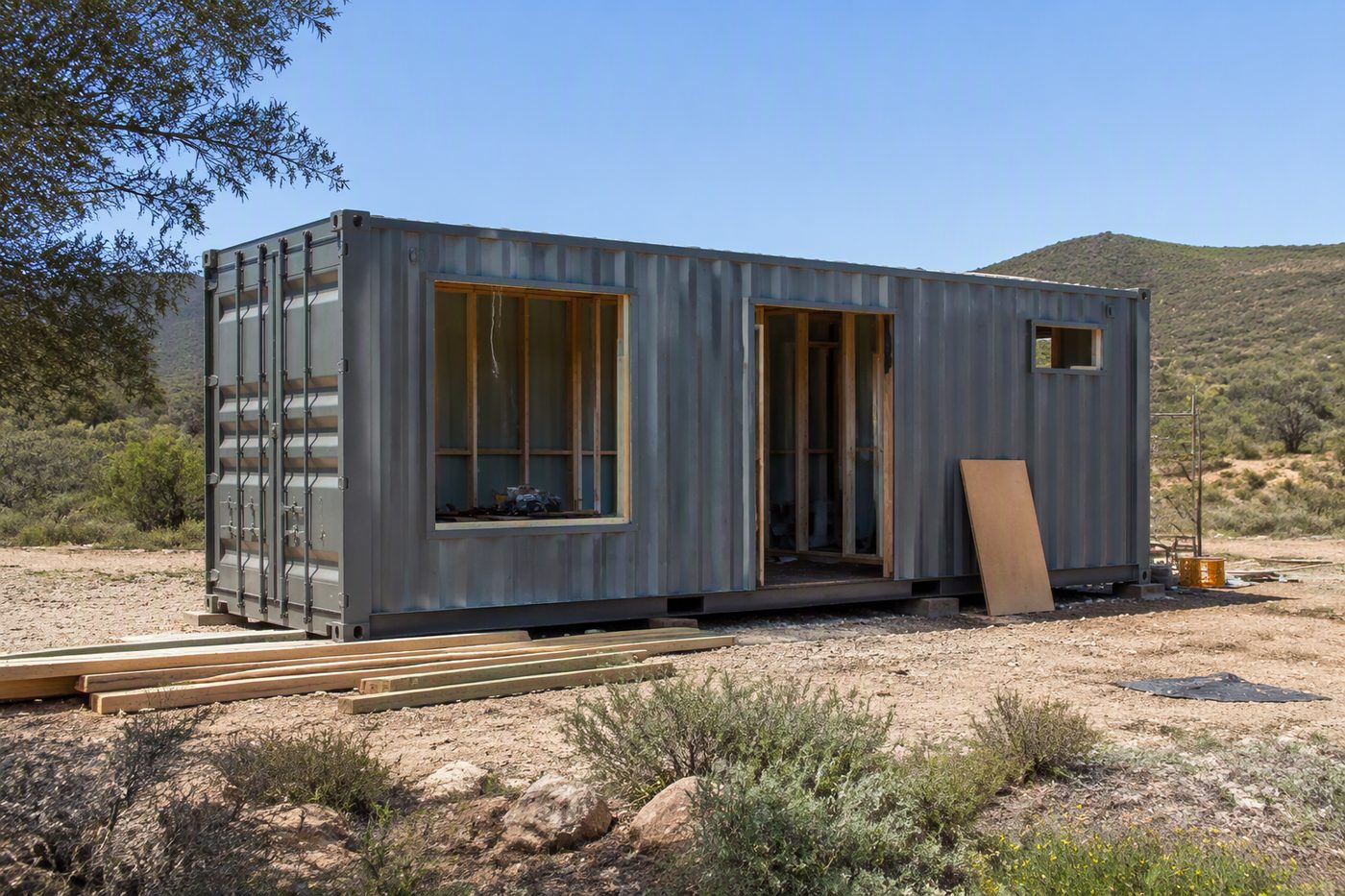 Generated illustration viderpolate off grid solar made simple container home